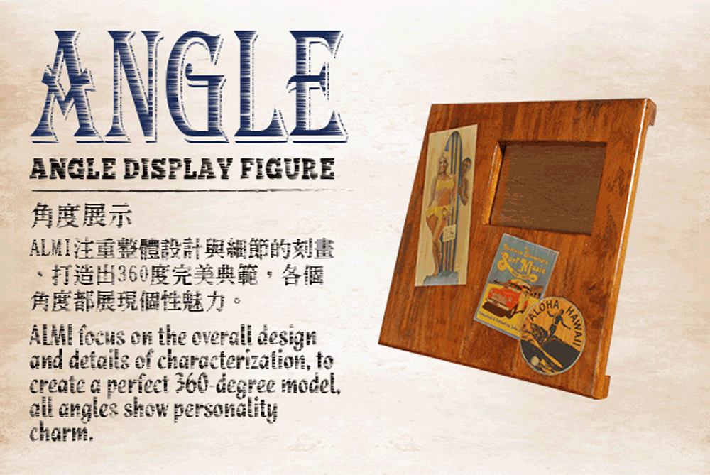 角度展示 ALMI注重整體設計與繩節的刻畫 、打造出360度完美典籠,各露 角度都展現個性魅力。