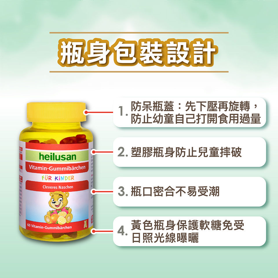 1.防止幼童自己打開食用過量