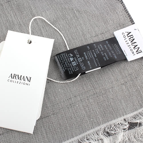 【ARMANI COLLEZIONI】虛線字母大LOGO流蘇披肩圍巾(灰色)