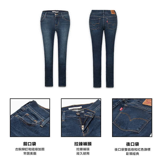 【Levis】710 超緊身丹寧牛仔褲-深藍