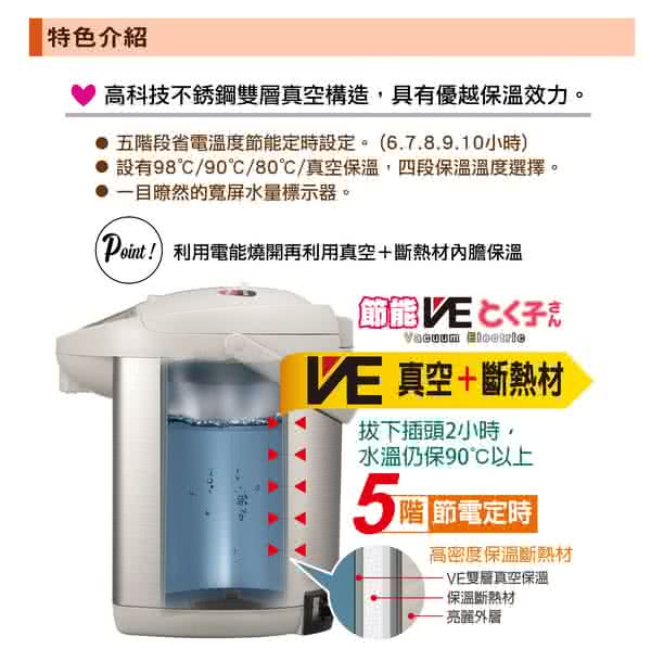 【日本製】TIGER虎牌 雙模式出水VE節能省電熱水瓶2.91L(PVW-B30R_e)