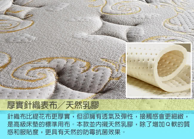 【S&K】針織布+乳膠 硬式獨立筒床墊-雙人5尺