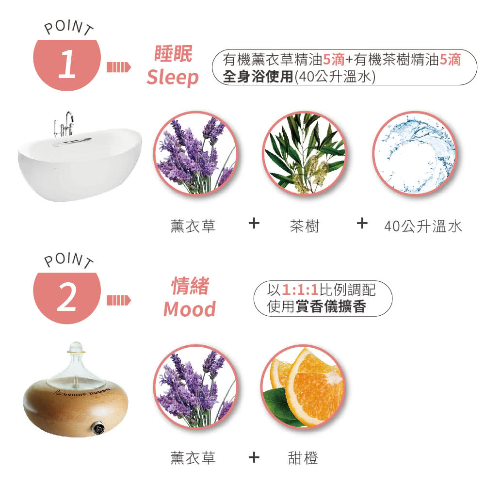 有機薰衣草精油5滴有機茶樹精油5滴