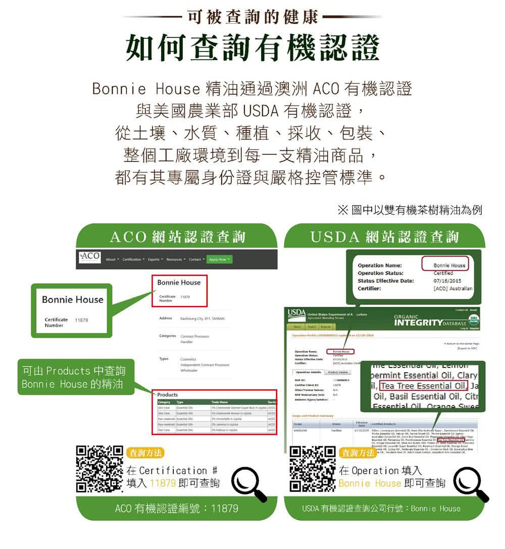 USDA有機認證查詢公司行號Bonnie House