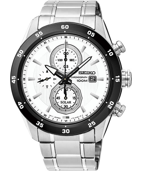 【SEIKO】精工 Criteria 零極限三眼計時腕錶-白x銀/44mm(V176-0AR0W  SSC535P1)