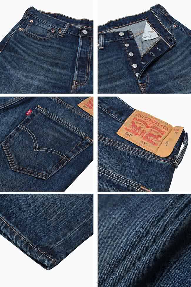 【Levis】501 中腰牛仔短褲 / 排扣 / 深藍水洗