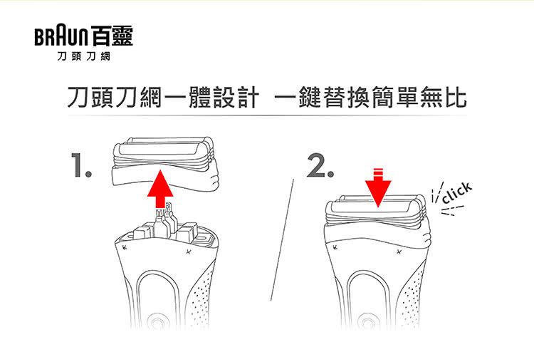 BRAUN百靈 刀頭刀網 刀頭刀網一體設計一鍵替換簡單無比 