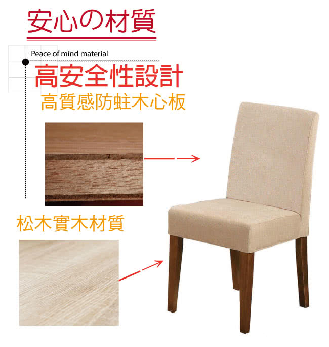 【文創集】米太   時尚亞麻布實木餐椅(二色可選)