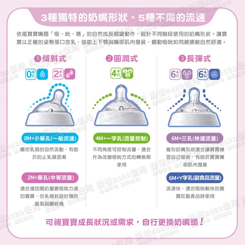 寶以正確的姿勢張口含乳,協助上下顎與嘴部肌肉發展,蠕動吸吮如同親餵般自然舒適。