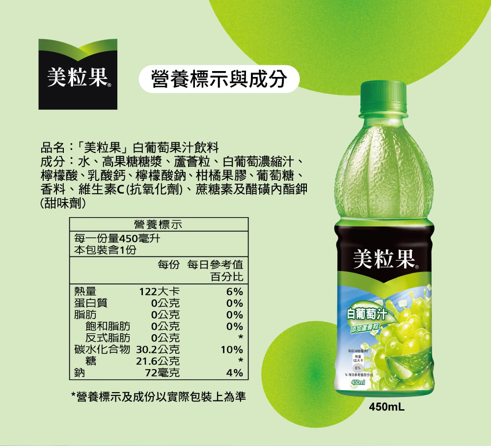 檸檬酸、乳酸鈣、檸檬酸鈉、柑橘果膠、葡萄糖、