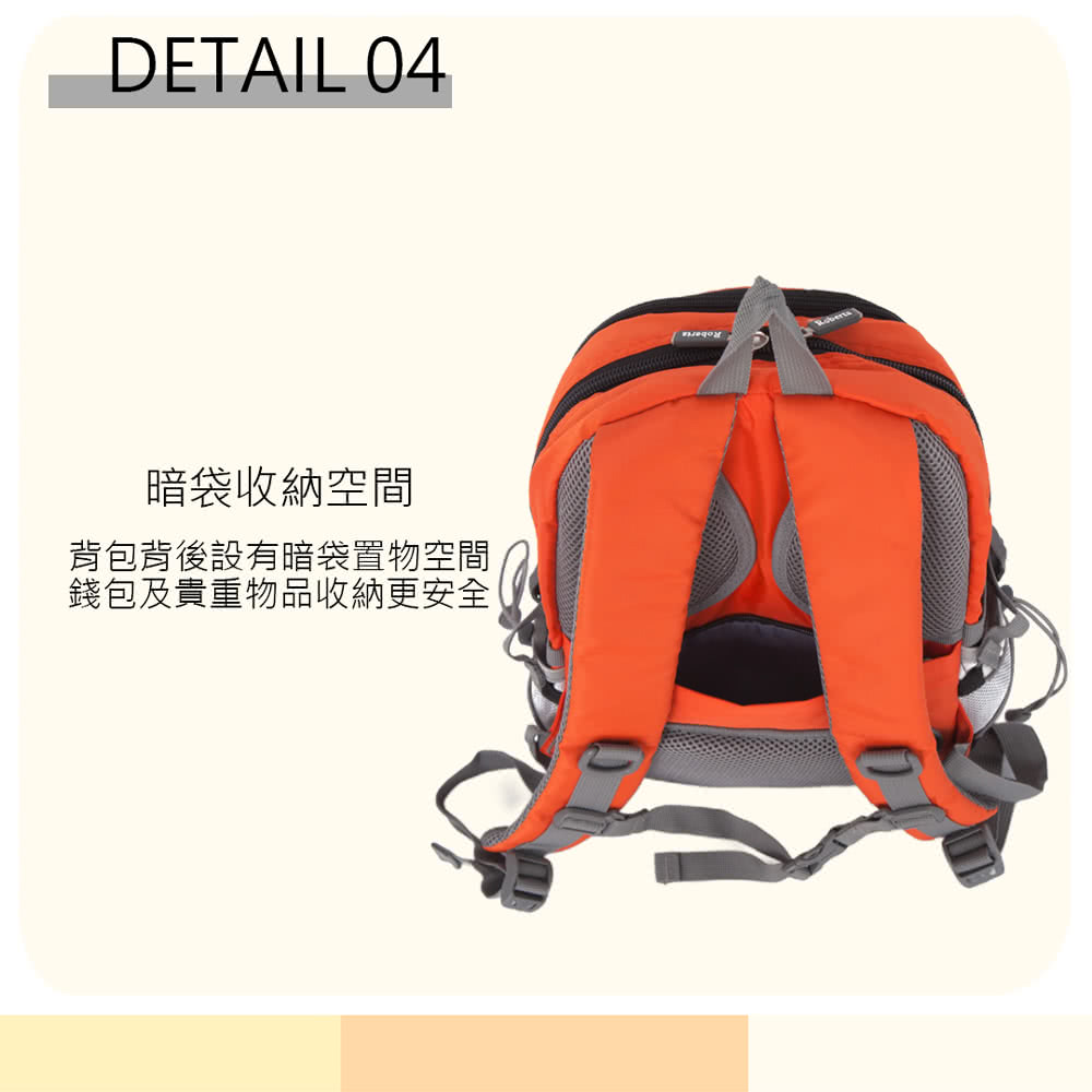 暗袋收納空間 背包背後設有暗袋置物空間 錢包及貴重物品收納更安全 