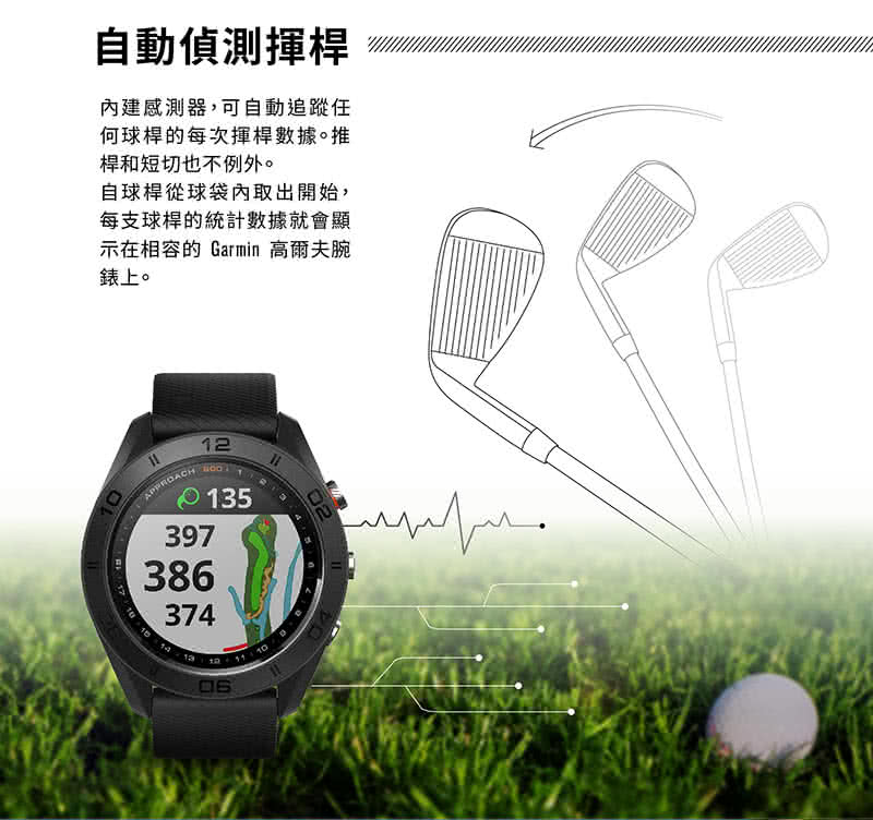 示在相容的 Garmin 高爾夫腕