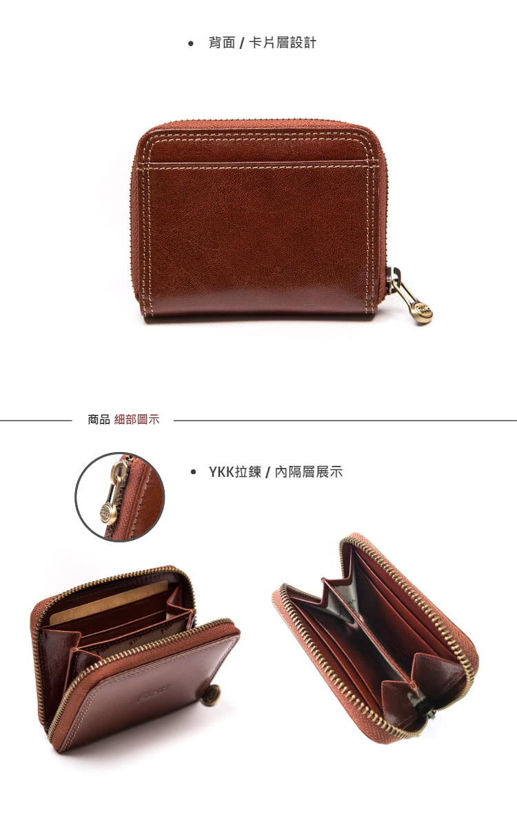 商品 細部圖示 背面卡片層設計 YKK拉鍊內隔層展示 
