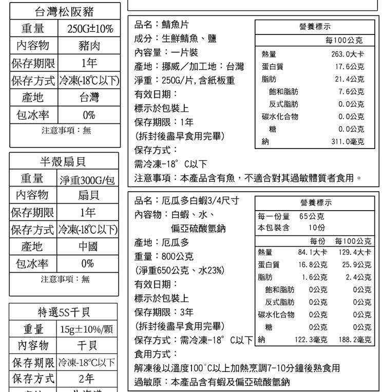 解凍後以溫度100C以上加熱烹調710分鐘後熟食用