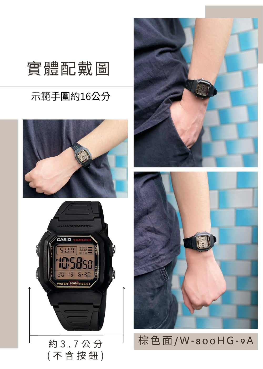 å¯¦é«éæ´å ç¤ºç¯æåç´16å¬å ç´3.7å¬å ä¸å«æé æ£è²é¢W800HG9A 