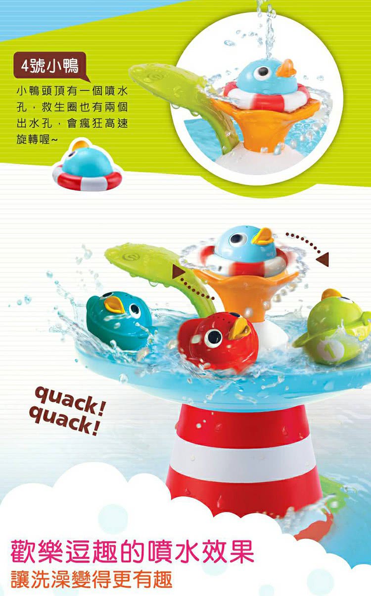 小鴨頭頂有一個噴水