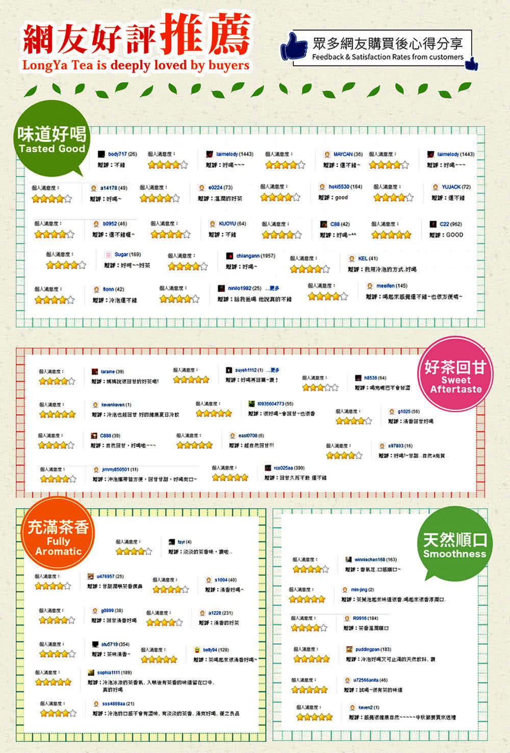 短評冷泡的口感不會有還味,有法淡的莱香,清突好属,爱之民品