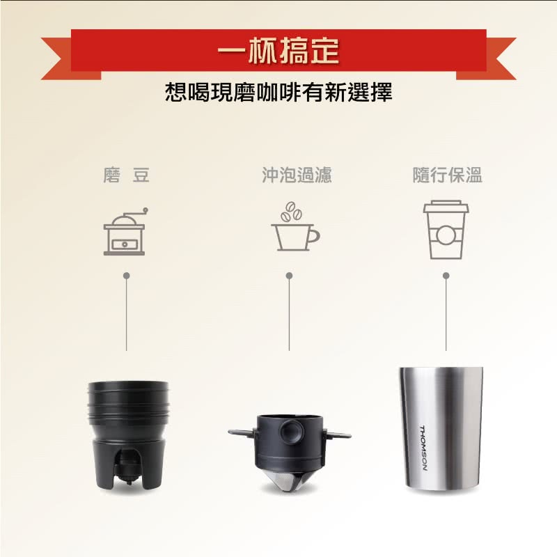 磨豆 一杯搞定 想喝現磨咖啡有新選擇 沖泡過濾 隨行保溫 