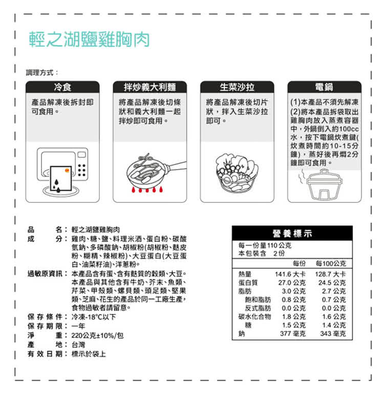 過敏原資訊本產品含有蛋、含有質的穀類、大豆。