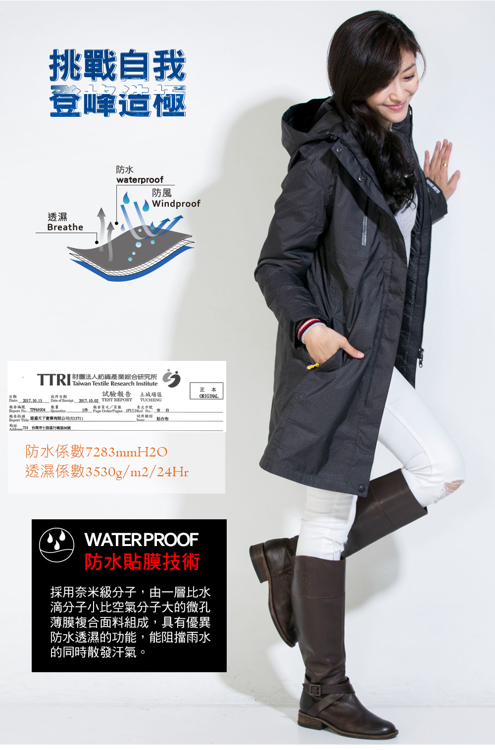 遊遍天下 女款二件式防水透濕外套 無縫jis90拒水羽絨外套 M 3l Momo購物網