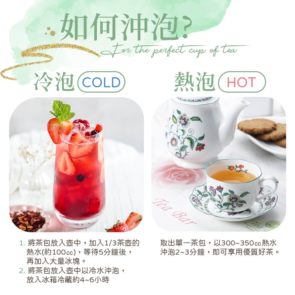 取出單一茶包,以300350cc熱水