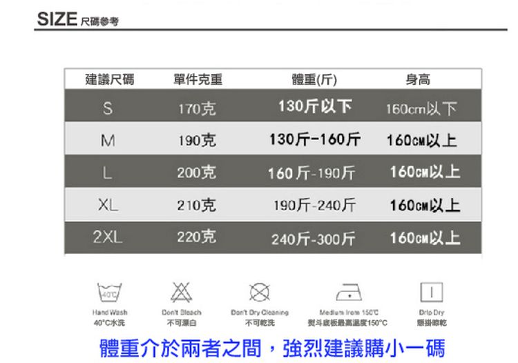 體重介於兩者之間,強烈建議購小一碼