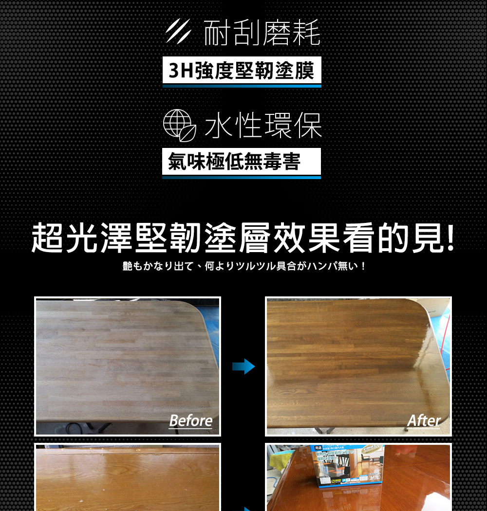 超光澤堅韌塗層效果看的見
