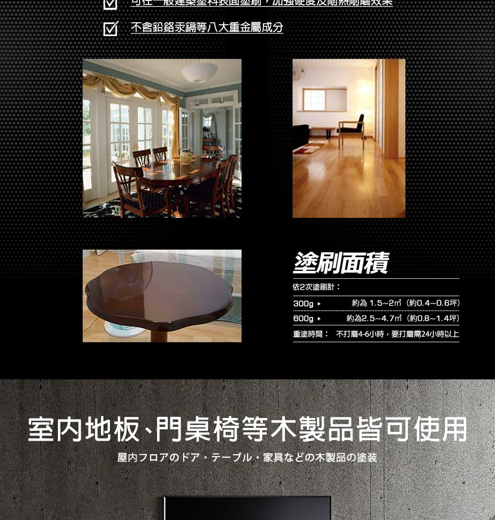 重塗時間 不打磨46小時,要打磨需24小時以上