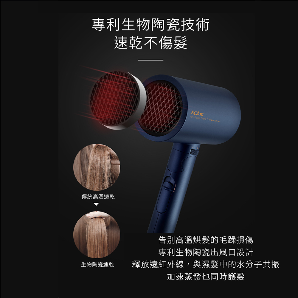 釋放遠紅外線,與濕髮中的水分子共振