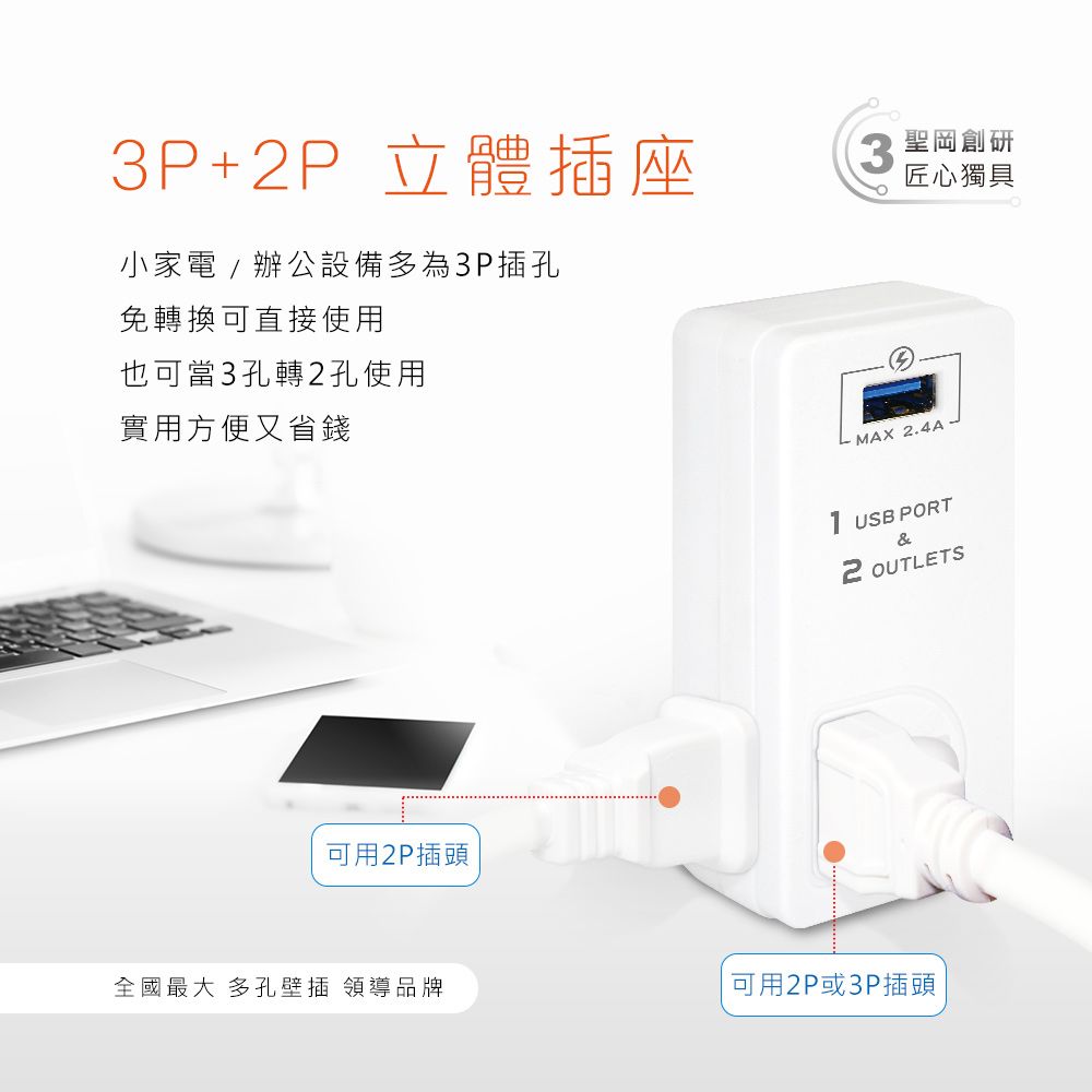 小家電辦公設備多為3P插孔
