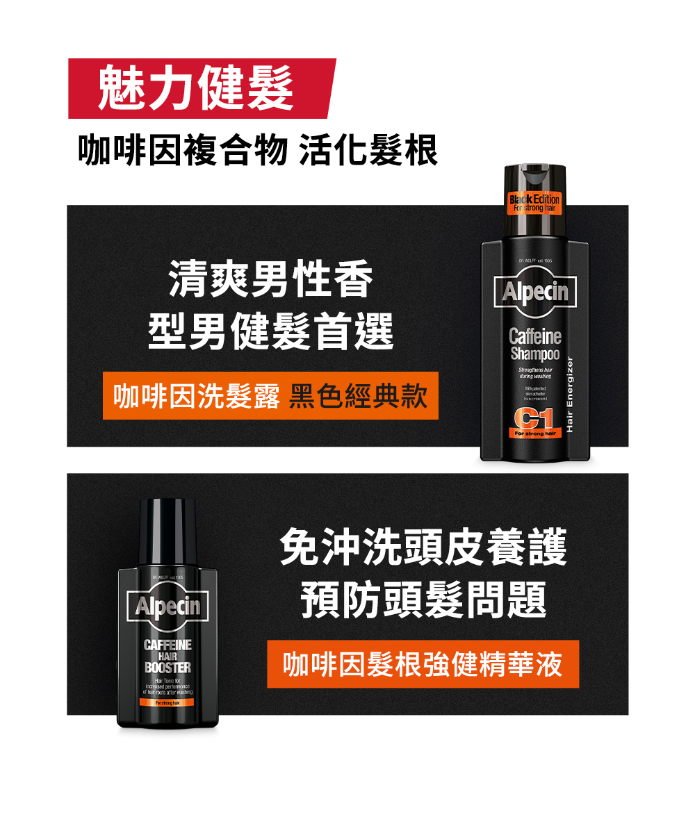 咖啡因洗髮露 黑色經典款