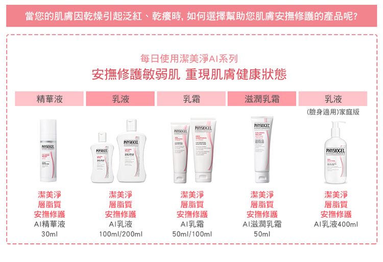 當您的肌膚因乾燥引起泛紅、乾癢時, 如何選擇幫助您肌膚安撫修護的產品呢