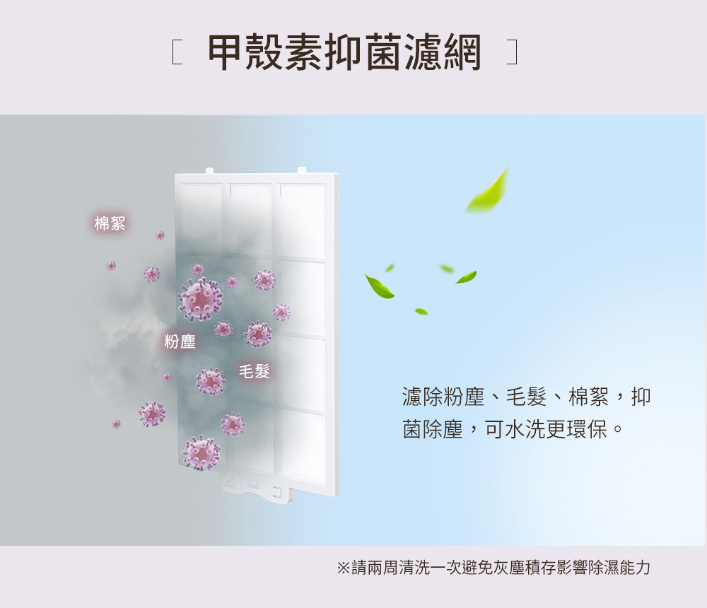 請兩周清洗一次避免灰塵積存影響除濕能力