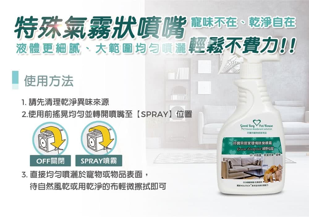 2.使用前搖晃均匀並轉開噴嘴至SPRAY位置