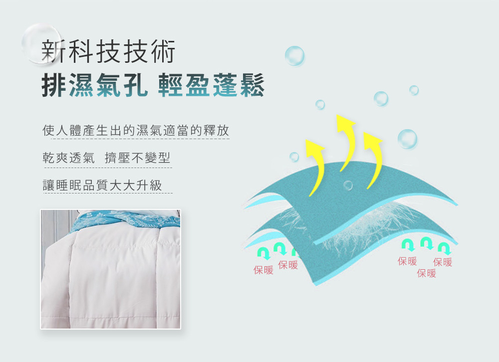 使人體產生出的濕氣適當的釋放