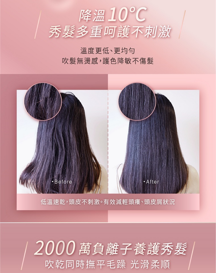 低溫速乾,頭皮刺激。有效減輕頭癢、頭皮屑狀況
