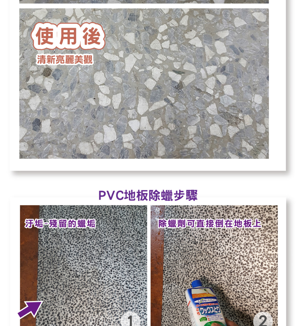 除蠟劑可直接倒在地板上。