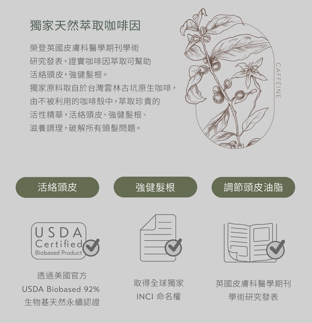 獨家原料取自於台灣雲林古坑原生咖啡,