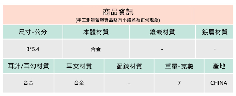 手工測量若與實品略有小誤差為正常現象