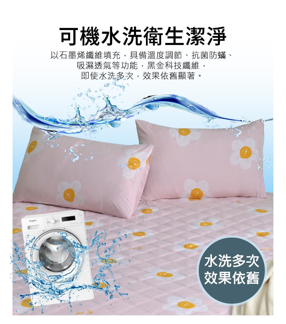 以石墨烯纖維填充,具備溫度調節、抗菌防蟎、
