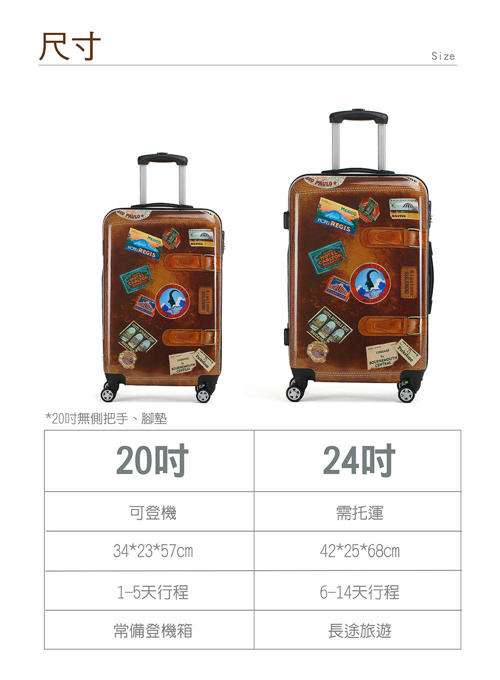 20吋無側把手、腳墊