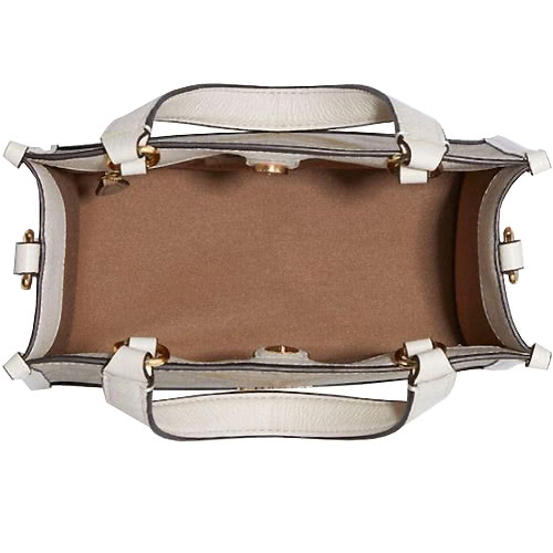 【COACH】Dempsey Tote 22 白X卡其PVC小款手提斜背方型包