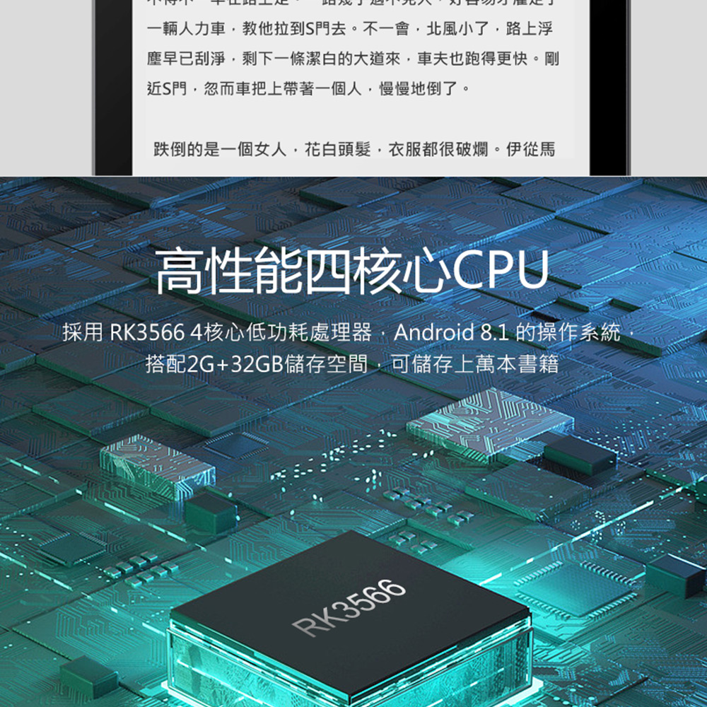 採用 RK3566 4核心低功耗處理器,Android 8.1 的操作系統