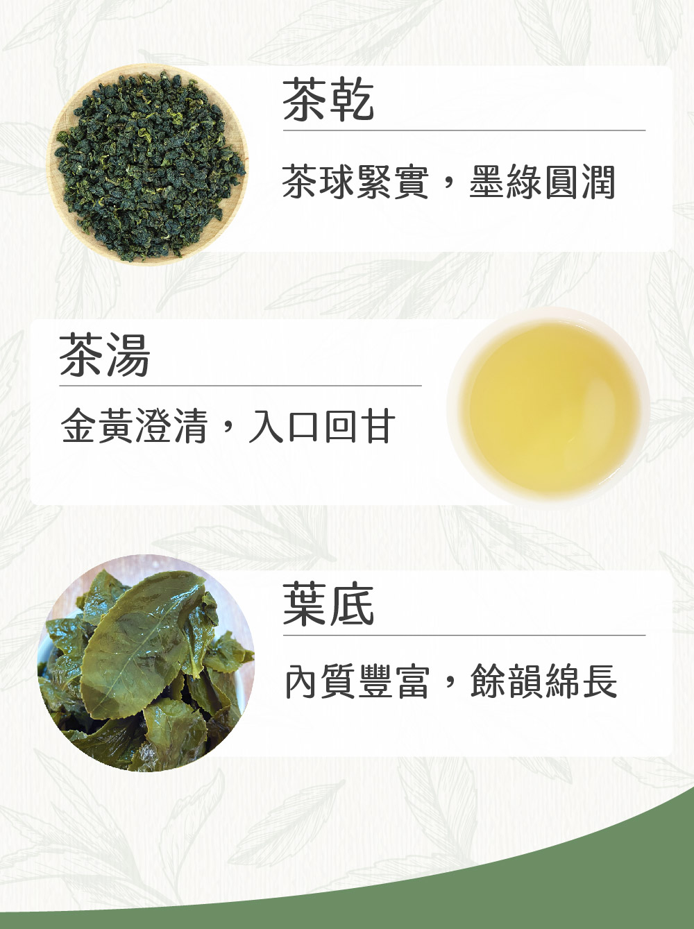 茶球緊實,墨綠圓潤