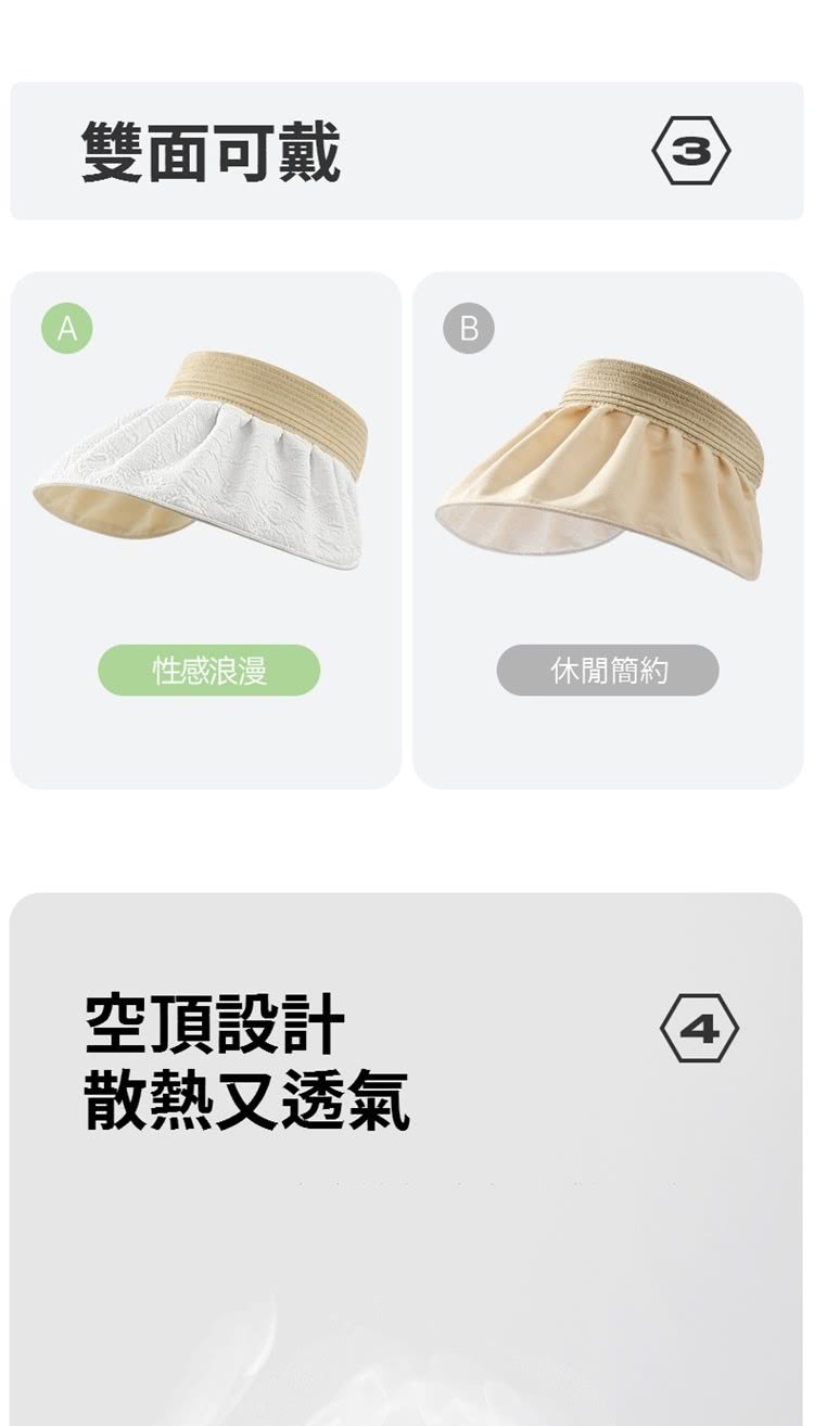雙面可戴 性感浪漫 空頂設計 散熱又透氣 休閒簡約 