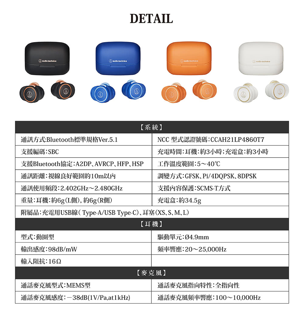 附屬品充電用USB線TypeAUSB TypeC耳塞XSSML