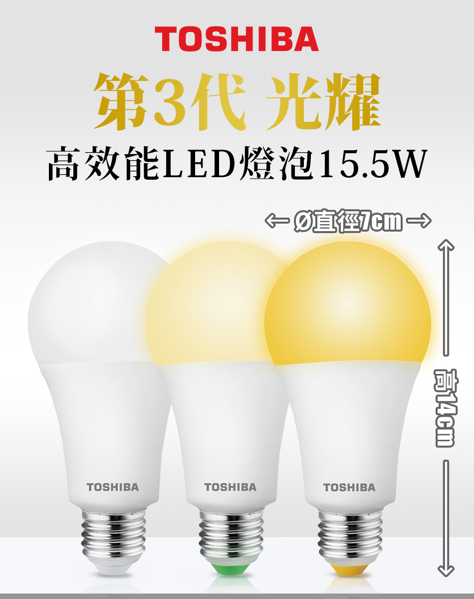 第3代 光耀 高效能LED燈泡15.5W 