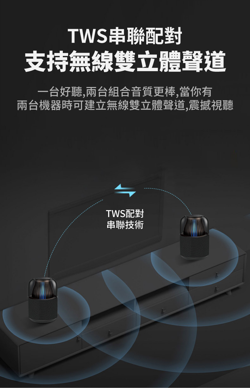 兩台機器時可建立無線雙立體聲道,震撼視聽