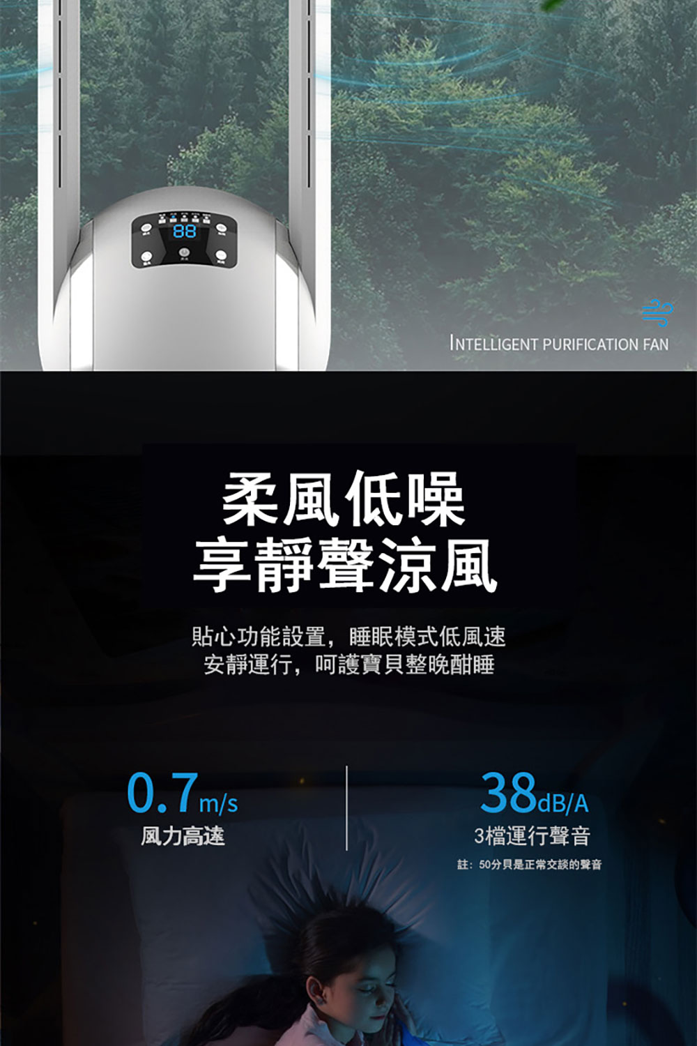 貼心功能設置,睡眠模式低風速