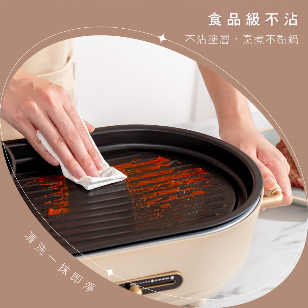 清洗一抹即淨 食品級不沾 不沾塗層,烹煮不黏鍋 